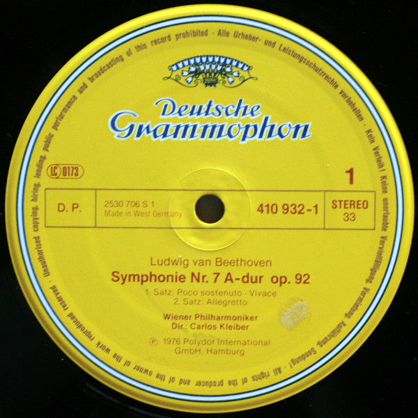 Beethoven* - Carlos Kleiber, Wiener Philharmoniker : Symphonie No. 7 (LP, RE)