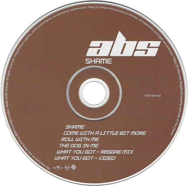 Abs (3) : Shame (CD, Single)