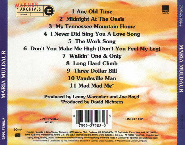 Maria Muldaur : Maria Muldaur (CD, Album, RE)
