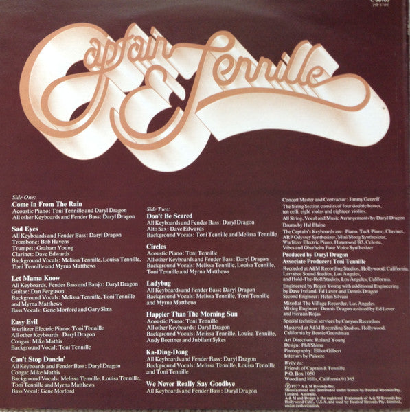Captain And Tennille : Come In From The Rain (LP, Album)