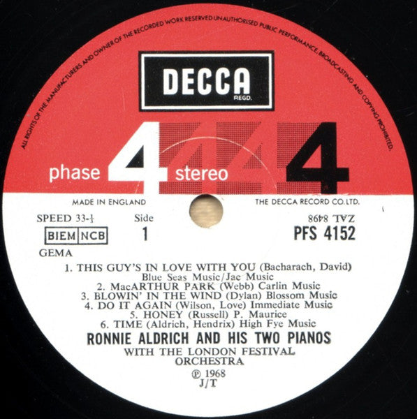 Ronnie Aldrich And His Two Pianos* With The London Festival Orchestra* : This Way 'In' (LP)