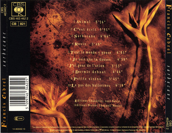Francis Cabrel : Sarbacane (CD, Album)