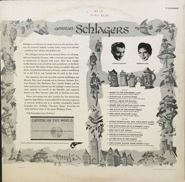Various : German Schlagers: Songs By Germany's Favorite Recording Artists (LP, Album)