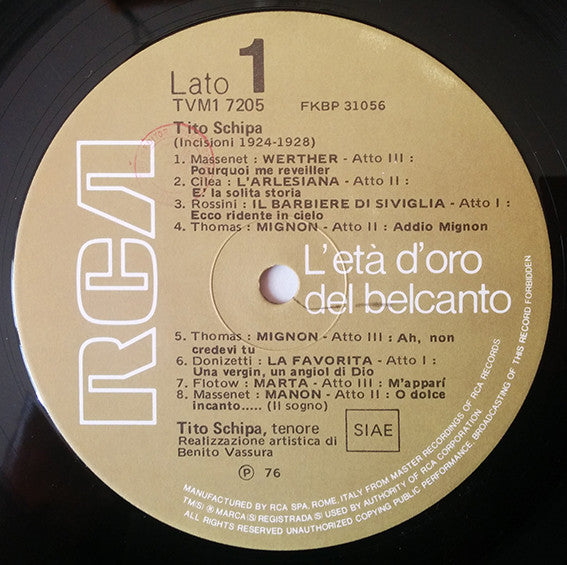 Tito Schipa : Tito Schipa (LP, Comp, Mono)