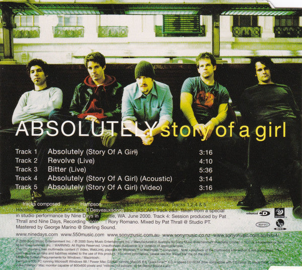 Nine Days : Absolutely (Story Of A Girl) (CD, Single, Enh)