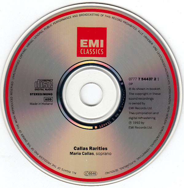Maria Callas : Rarities (CD, Comp, Mono, RM)