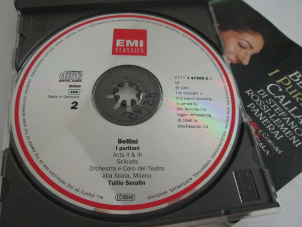 Vincenzo Bellini / Maria Callas, Giuseppe Di Stefano, Nicola Rossi-Lemeni, Rolando Panerai, Orchestra Del Teatro Alla Scala E Coro Del Teatro Alla Scala, Tullio Serafin : I Puritani (2xCD, Album, Mono, RE, RM + Box, Sli)