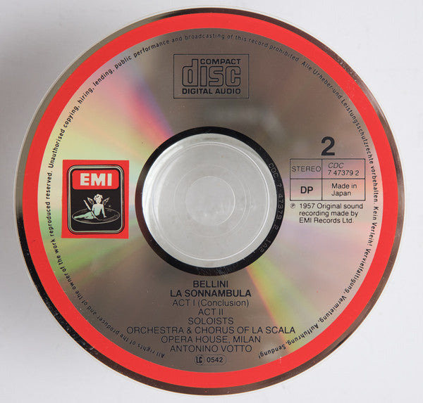 Vincenzo Bellini - Maria Callas, Nicola Monti, Nicola Zaccaria, Eugenia Ratti, Fiorenza Cossotto, Orchestra Del Teatro Alla Scala E Orchestra Del Teatro Alla Scala, Antonino Votto : La Sonnambula (2xCD, Album, Mono, RE, RM, Sli)