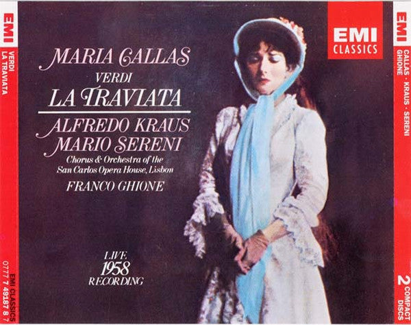 Giuseppe Verdi - Maria Callas - Alfredo Kraus, Mario Sereni, Coro Do Teatro De São Carlos & Orquestra Sinfónica Do Teatro Nacional De São Carlos, Lisboa, Franco Ghione : La Traviata [Live 1958 Recording] (2xCD, Album, Mono, RE, RM + Box, Sli)