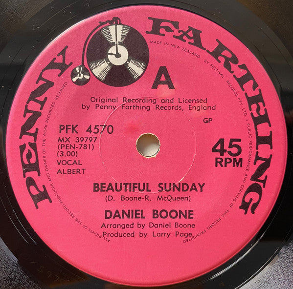 Daniel Boone : Beautiful Sunday (7", Single)
