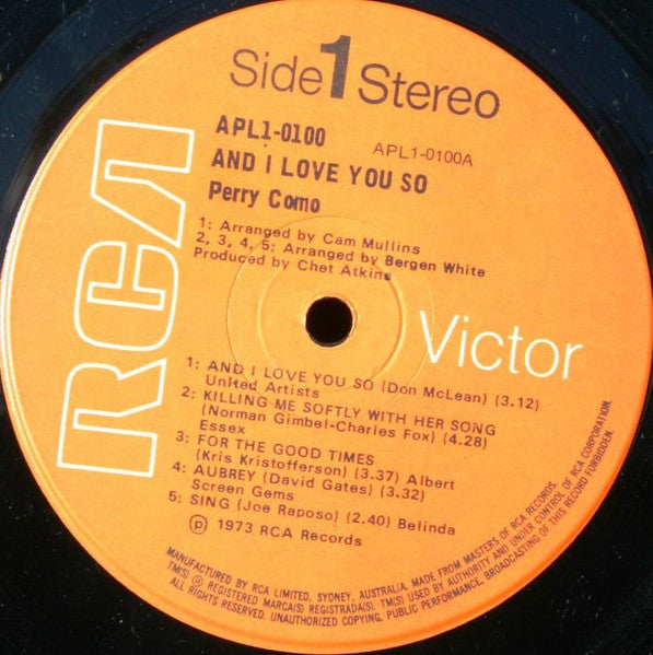 Perry Como : And I Love You So (LP, Album)