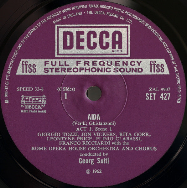 Verdi*, Leontyne Price, Jon Vickers, Robert Merrill, Rome Opera House Orchestra* & Chorus*, Georg Solti : Aida (3xLP, Album + Box)