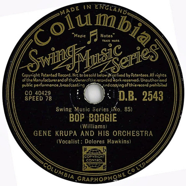 Gene Krupa And His Orchestra : Bop Boogie / Lemon Drop (Shellac, 10")