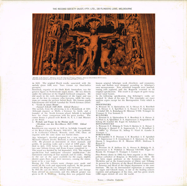 Flor Peeters : Organ Music Of North Germany And The Netherlands (LP, Album, Mono, Club, Gat)