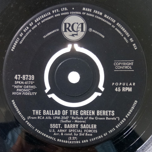 SSgt. Barry Sadler* : The Ballad Of The Green Berets (7", Single)
