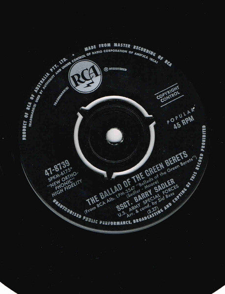 SSgt. Barry Sadler* : The Ballad Of The Green Berets (7", Single)