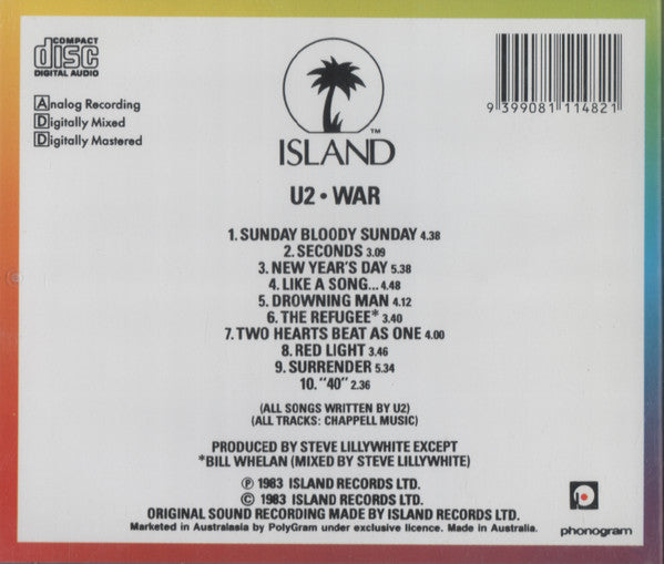 U2 : War (CD, Album, RE, PMI)