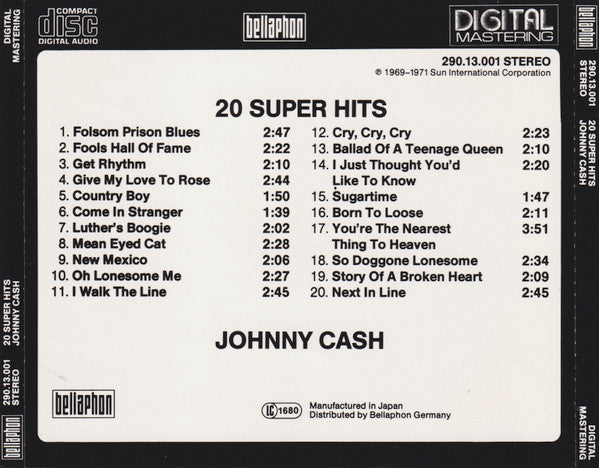 Johnny Cash : 20 Super Hits (CD, Comp)
