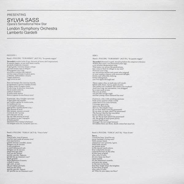 Sylvia Sass : Presenting Sylvia Sass (Opera's Sensational New Star) (LP)