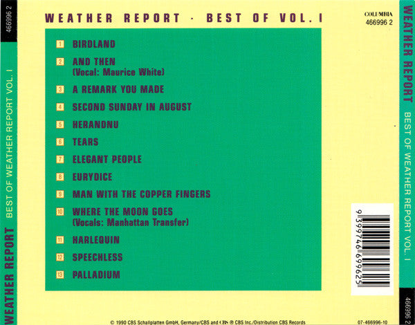 Weather Report : Best Of Weather Report Vol. 1 (CD, Comp)