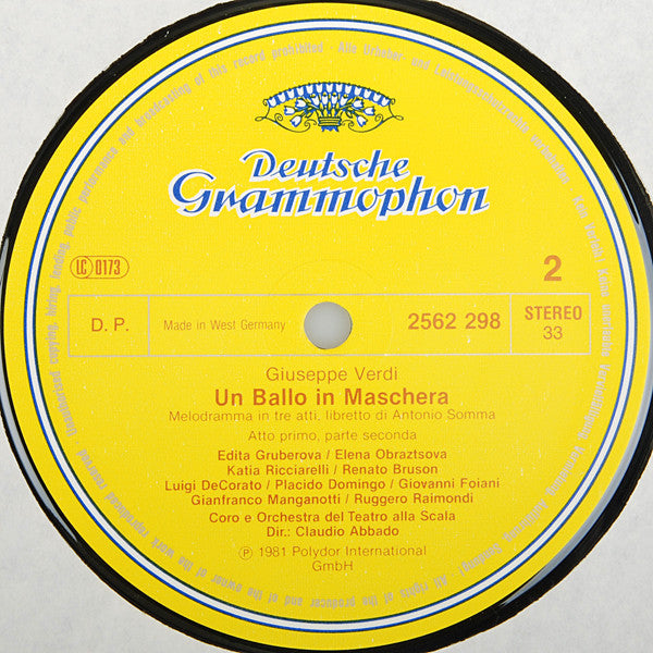 Giuseppe Verdi - Placido Domingo, Katia Ricciarelli, Renato Bruson, Elena Obraztsova, Edita Gruberova, Ruggero Raimondi, Coro Del Teatro Alla Scala E Orchestra Del Teatro Alla Scala, Romano Gandolfi, Claudio Abbado : Un Ballo In Maschera = Ein Maskenball = Un Bal Masqué (3xLP + Box)