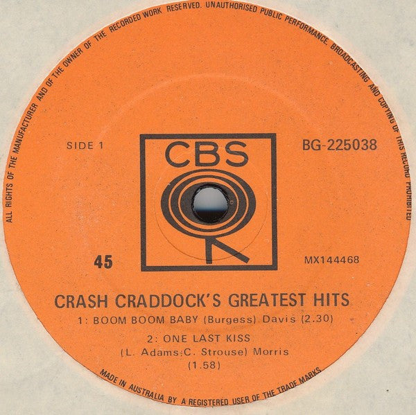 Crash Craddock* : Crash Craddock's Greatest Hits (7", EP, Comp)