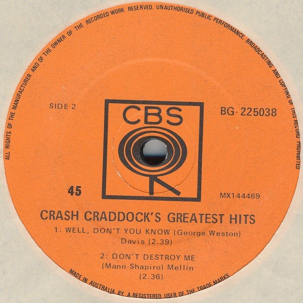 Crash Craddock* : Crash Craddock's Greatest Hits (7", EP, Comp)