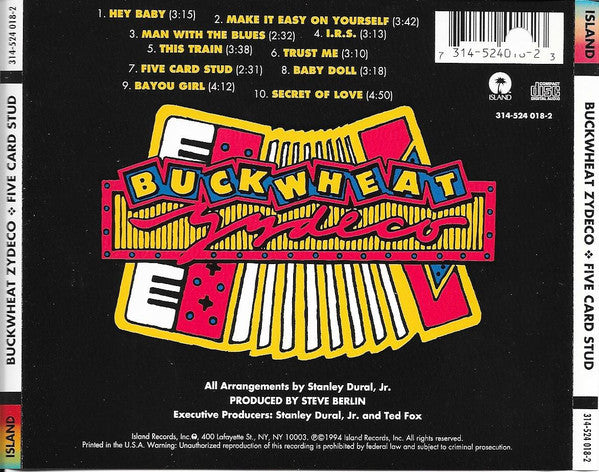 Buckwheat Zydeco : Five Card Stud (CD, Album)