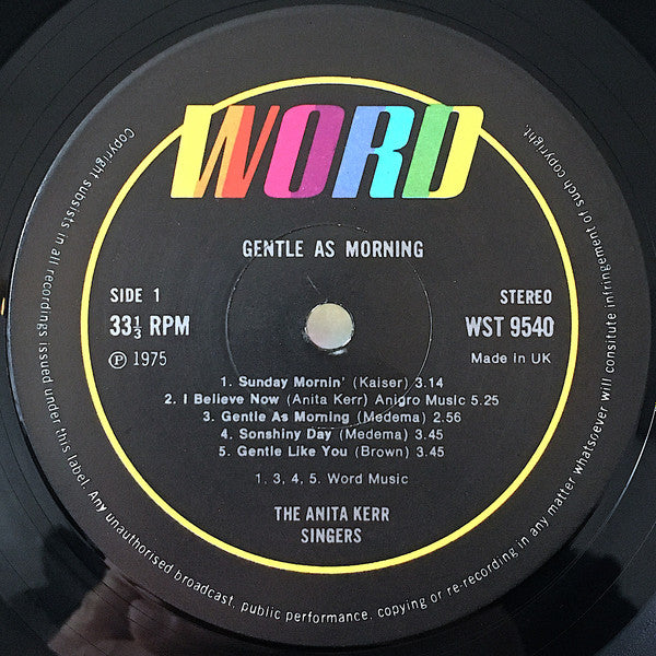 The Anita Kerr Singers : Gentle As Morning (LP, Album)