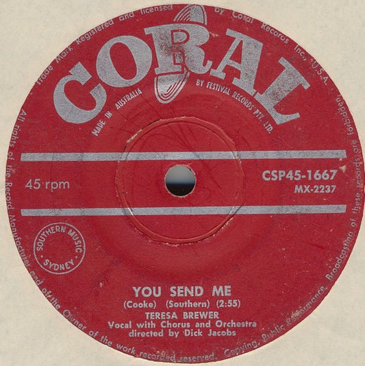 Teresa Brewer : You Send Me / Crazy With Love (7", Single)