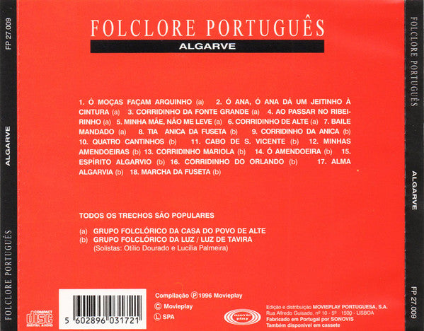 Grupo Folclórico Da Casa Do Povo De Alte, Rancho Folclórico Da Luz De Tavira : Folclore Português - Algarve  (CD, Comp)