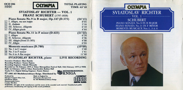 Schubert*, Sviatoslav Richter : Vol. 1 (CD, Comp)