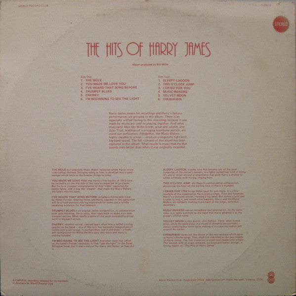 Harry James And His Orchestra : The Hits Of Harry James (LP, Comp, Mono, Club, RE)