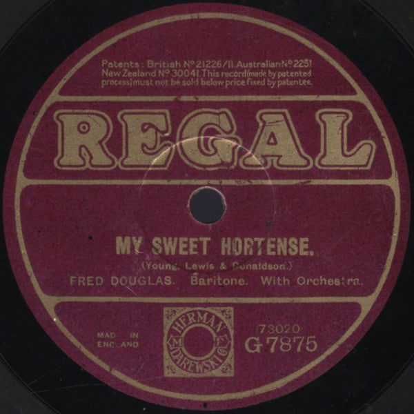 Fred Douglas / Thomas Jackson (5) : My Sweet Hortense / Jealous Of You (Shellac, 10")