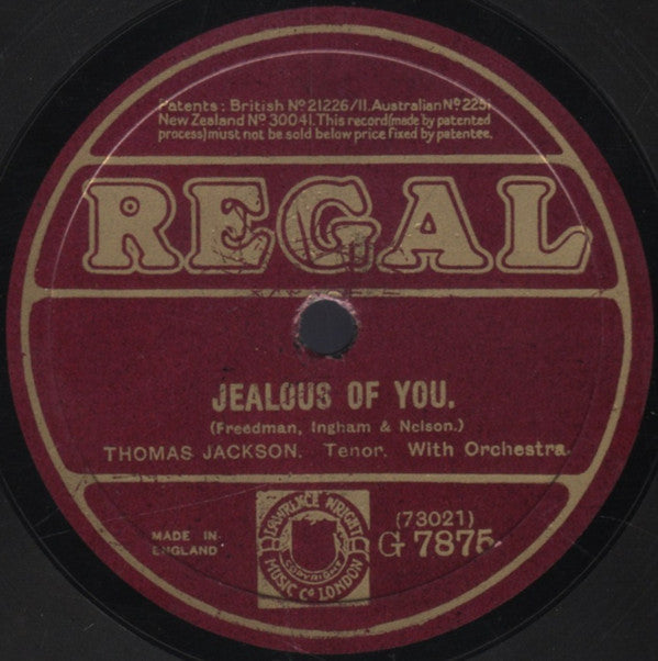 Fred Douglas / Thomas Jackson (5) : My Sweet Hortense / Jealous Of You (Shellac, 10")