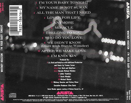 Whitney Houston : I'm Your Baby Tonight (CD, Album)