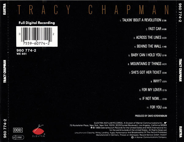 Tracy Chapman : Tracy Chapman (CD, Album, SRC)