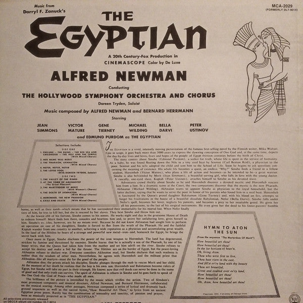 Alfred Newman, Bernard Herrmann : The Egyptian (A 20th Century Fox Production In Cinemascope) (LP, Album, RE)