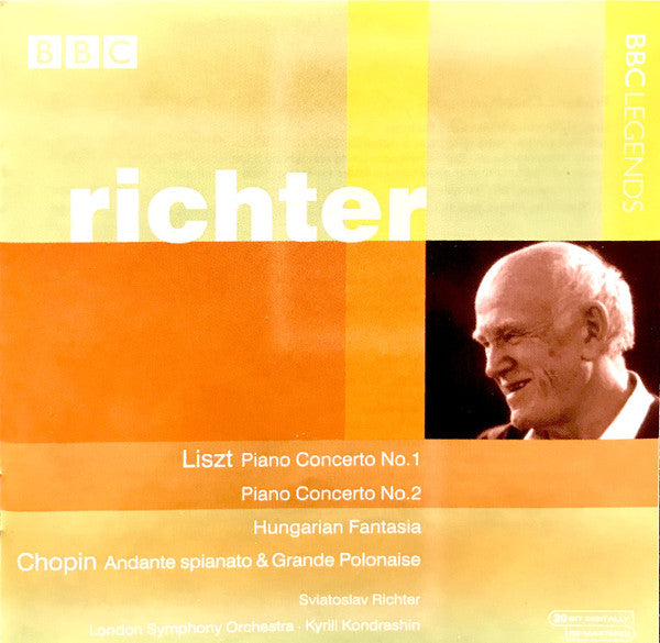 Franz Liszt, Frédéric Chopin, Sviatoslav Richter, London Symphony Orchestra, Kiril Kondrashin : Piano Concerto No. 1 / Piano Concerto No. 2 / Hungarian Fantasia / Andante Spianato & Grande Polonaise (CD, Mono, RM)