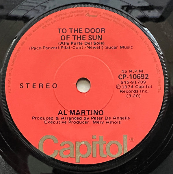 Al Martino : To The Door Of The Sun (Alle Porte Del Sole) (7", Single)
