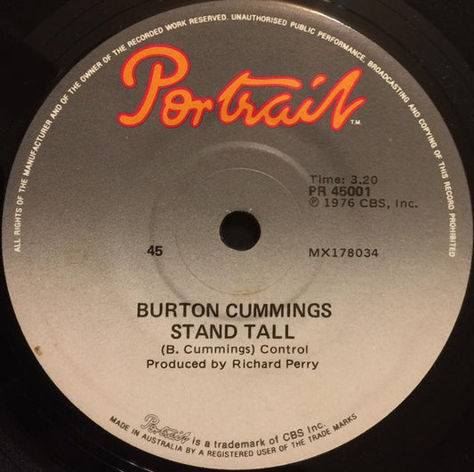 Burton Cummings : Stand Tall / Burch Magic (7", Single)