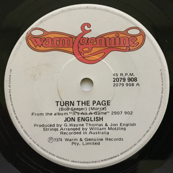 Jon English (3) : Turn The Page (7", Single)
