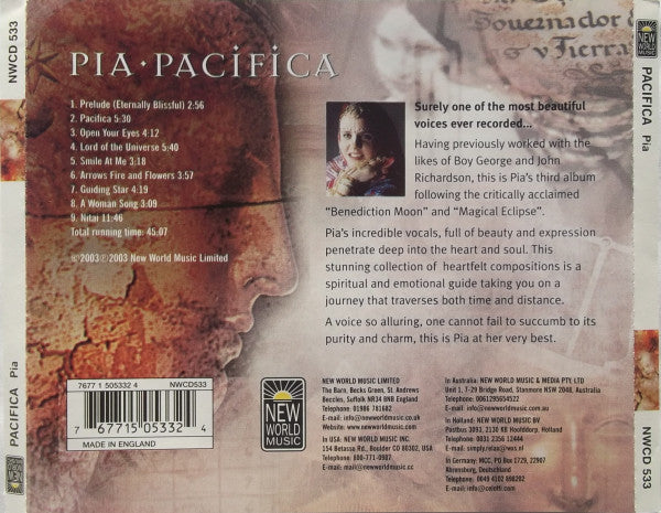 Pia (3) : Pacifica (CD, Album)