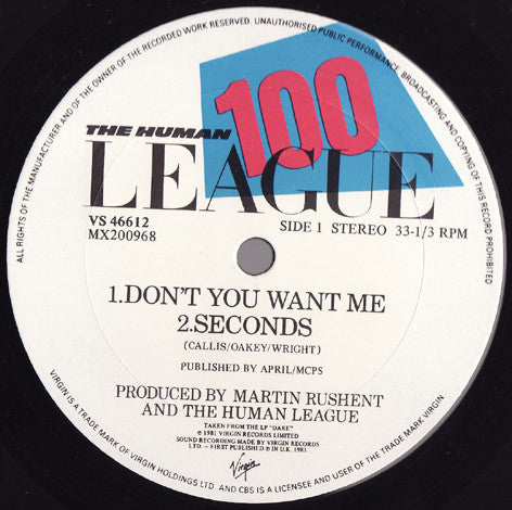 The Human League : Don't You Want Me (12", Single)