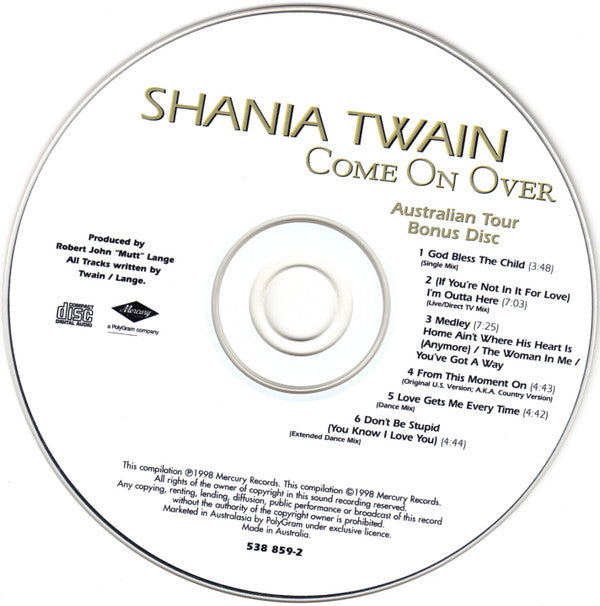 Shania Twain : Come On Over (CD, Album + CD, Bon)