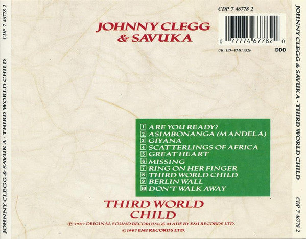 Johnny Clegg & Savuka : Third World Child (CD, Album)