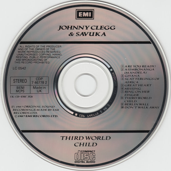 Johnny Clegg & Savuka : Third World Child (CD, Album)