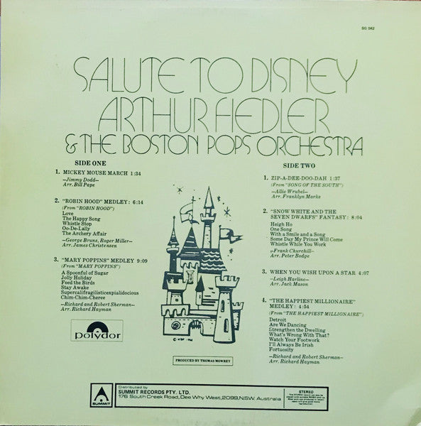 Arthur Fiedler & Boston Pops Orchestra : Salute To Disney (LP, Album)