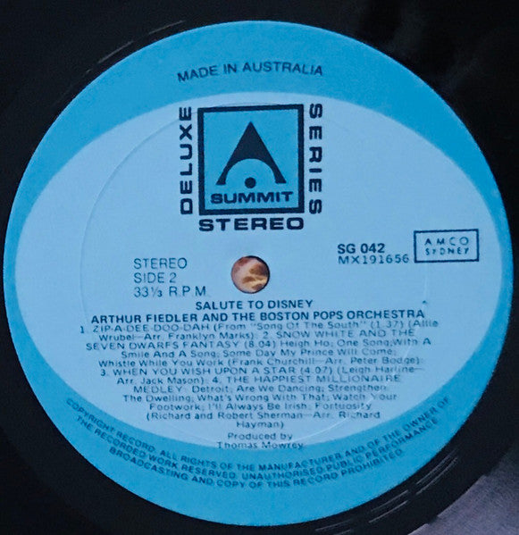 Arthur Fiedler & Boston Pops Orchestra : Salute To Disney (LP, Album)