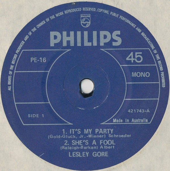 Lesley Gore : Lesley Gore (7", EP, Mono, RE)